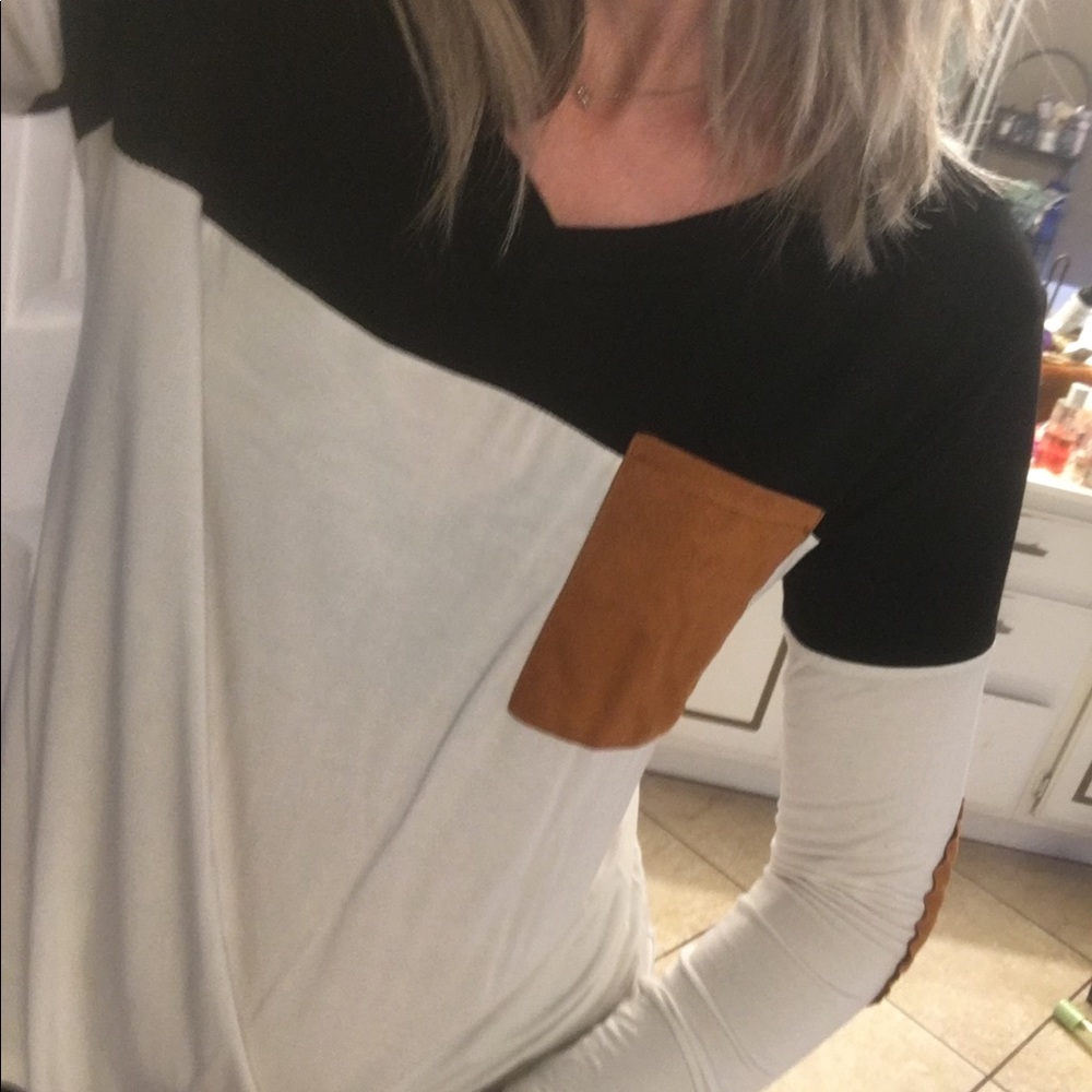 Colorblock Long Sleeve Tee Elbow Patch